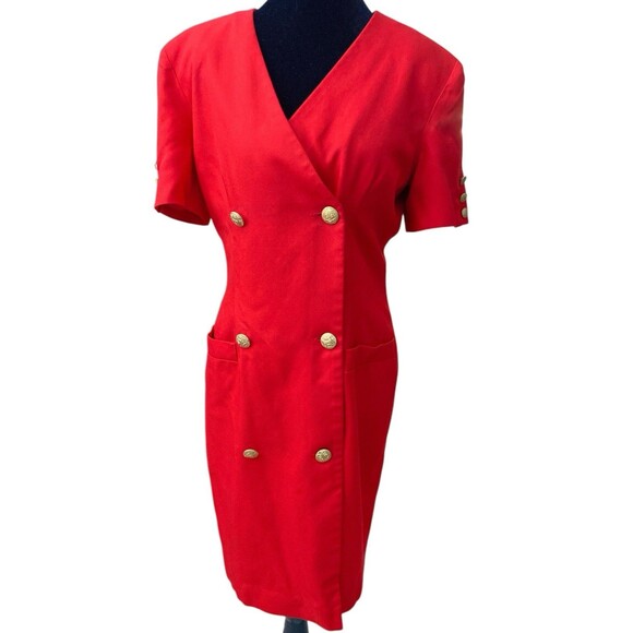 Vintage Ann Taylor Womens Rayon‎ Dress Size 8 Red Minimalist Made In USA 🇺🇸 - Picture 1 of 12
